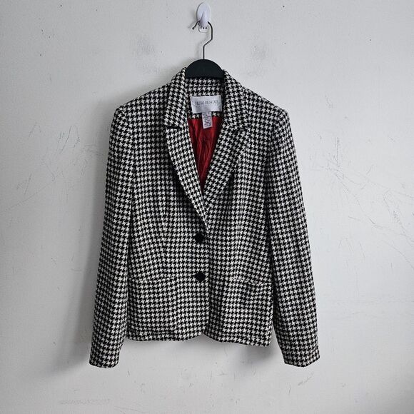 Vintage Hugo Buscati Collection Wool Blazer Women's 10 Black White... - Picture 1 of 7